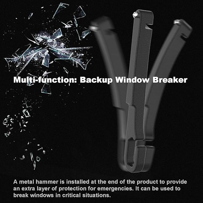 2 Pack Car Seat Gap Filler with Storage, Organizer, Hook & Emergency Glass Breaker, Universal for Cars Trucks SUVs, Stop Items from Falling