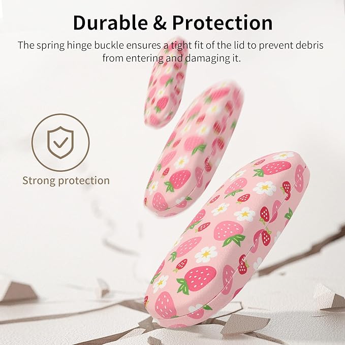 Glasses Case Hard Shell, Leather Protective Case for Sunglasses with Cleaning Cloth, Cute Eyeglass Cases for Women