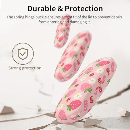 Glasses Case Hard Shell, Leather Protective Case for Sunglasses with Cleaning Cloth, Cute Eyeglass Cases for Women