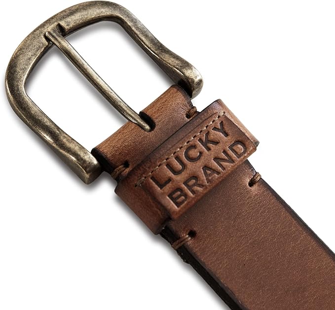 Lucky Brand Men's Jeans Leather Belt| Classic| Casual| Dress| Everyday| American Heritage| Genuine Leather| Metal Buckle