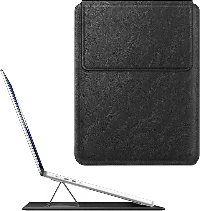 Fintie Sleeve Case for MacBook Air 13.6 A3449 A3240 A3113 A2681, Pro 14 A3427 A3426 A3434 A3401 A3185 A3112 A2992 A2918 A2779 A2442, MacBook Pro/Air/Neo 13 - Slim Bag Cover with Stand, Black