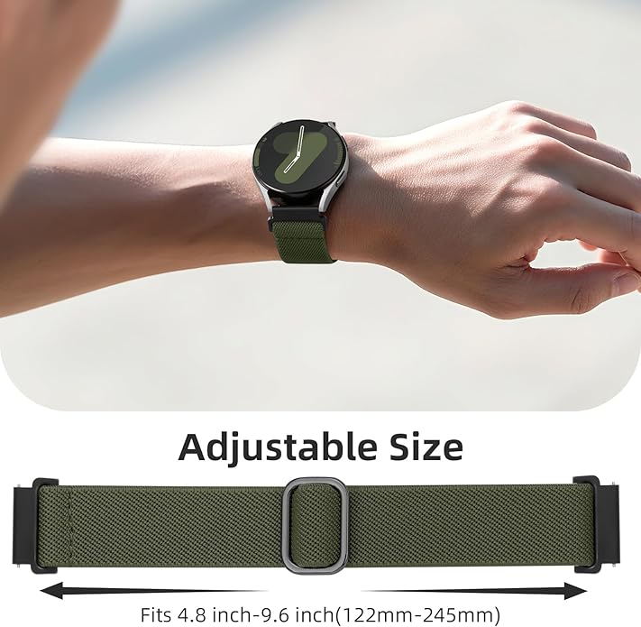 DaQin 3 Pack Nylon Watch Bands Compatible with 16mm 18mm 20mm 22mm Quick Release Watch Band, Adjustable Soft Stretchy Solo Loop Strap Elastic Braided Relacement Wristband for Men Women