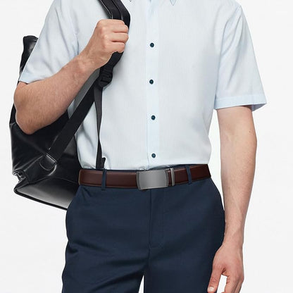 Founders & C Ratchet Belts for Men-Black/Brown Belt Leather 1 3/8" for Casual Dress-Micro Adjustable Belt