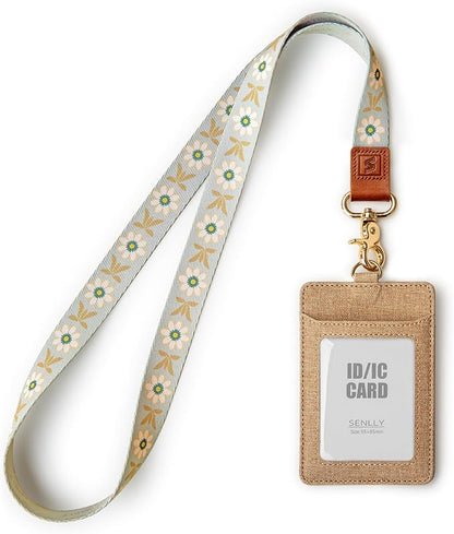 SENLLY ID Badge Holder Gift with Cute Neck Lanyard Strap, 2 Card Slots and 1 Clear ID Window, for Women and Men