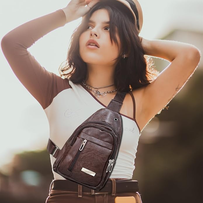 QuneusHot 2Pcs Sling Bags for Crossbody Small Leather Backpack Anti Theft Casual Chest Bag Travel Hiking for Men Women