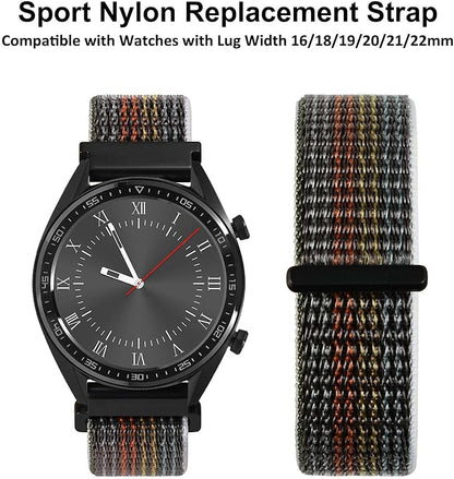 WOCCI 22mm Adjustable Nylon Watch Band, Quick Release Sport Loop Strap (Midnight)
