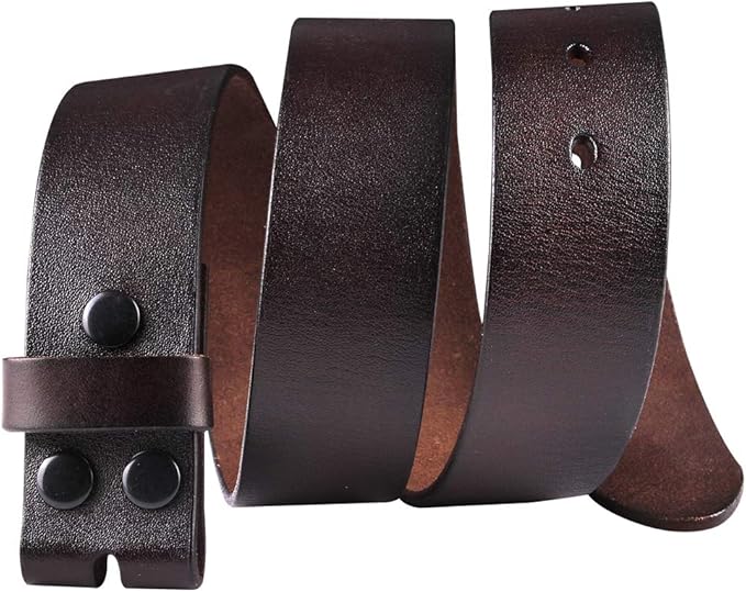 NPET Men's Full Grain Leather Belt Vintage Distressed Style with Snap-On Strap 1 1/2" Wide without Buckle