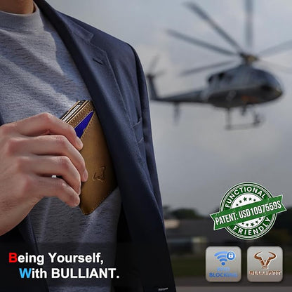 BULLIANT Men Wallet Gift Boxed,Slim Front Pocket Wallet Money Clip Card Holder 3.8"x2.7",Pop-up Access