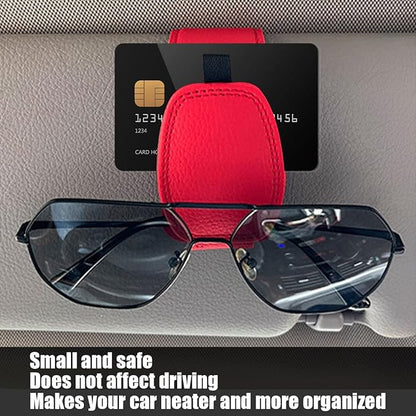 Zpana Sunglasses Holders for Car Sun Visor, Leather Magnetic Vehicle Sun Glasses Ticket Card Hanger Clip, Automotive Interior Eyeglass Mount Accessories, Universal for SUV Sedan Truck (Red)
