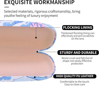 PERFECTSIGHT Hard Shell Eyeglasses Case, PU Leather Protective Glasses Case, Cute Eyeglass Case for Women Men Girls