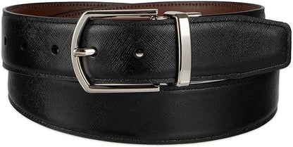 Haggar Men's 2-in-1 Reversible Leather Belt for Dress Pants, Suits, Khakis - Classic, Business Casual, Formal, Work