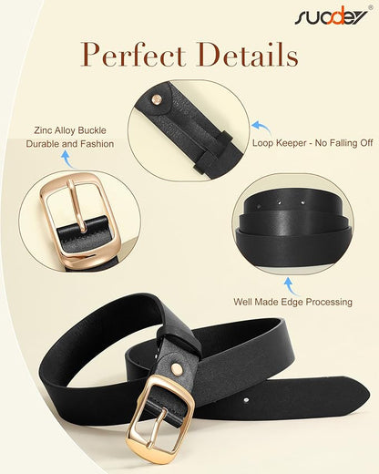 SUOSDEY Women Belts For Jeans Dresses Pants Ladies Leather Waist Belt with Elegant Buckle, Width 1.3"