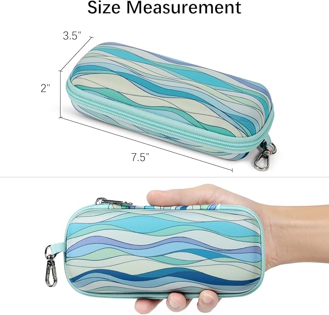 Double Eyeglasses Case Hard Shell Dual Sunglasses Organizer with Zipper Closure Travel Eyewear Storage for Vehicle