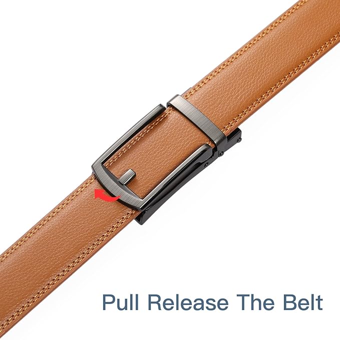SENDEFN Men's Leather Dress Casual Belt 1 3/8" Automatic Adjustable Click Buckle Belts with Gift Box