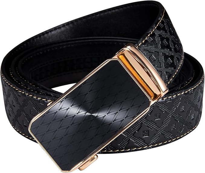 Dubulle Designer Mens Belts, Sliding Automatic Buckle Ratchet Dress Belt TOP Genuine Leather Strap Gifts