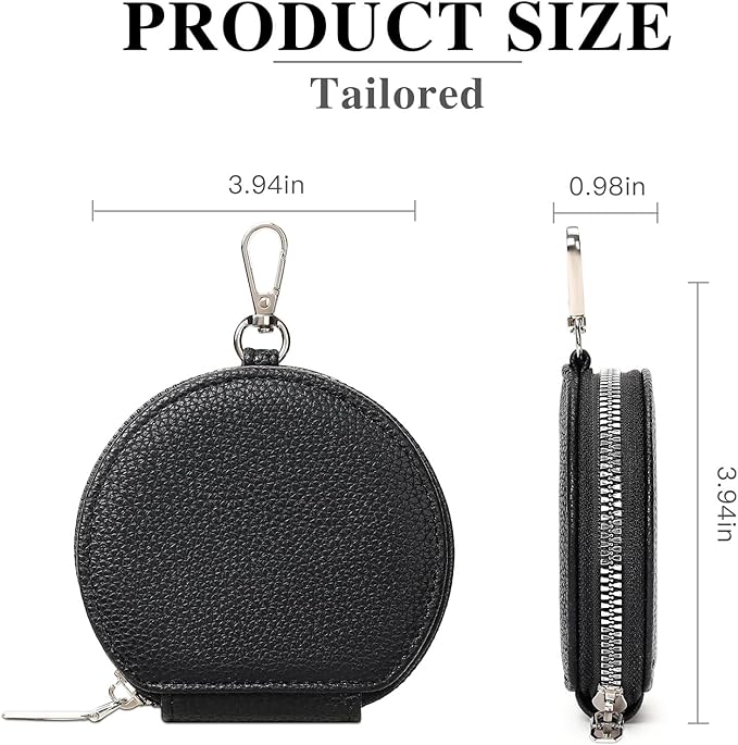 FALAN MULE Coin Purse Small Leather Pouch Wallet Round Zipper Change Pouch for Women
