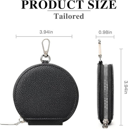 FALAN MULE Coin Purse Small Leather Pouch Wallet Round Zipper Change Pouch for Women