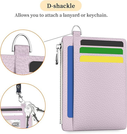 Hancynir Minimalist Small Wallet Women Credit Card Holder, RFID Blocking Slim Mini Card Wallets Cute Front Pocket PU Leather Card Case Thin Travel Zipper Coin Cash Ladies Female Wallet Gifts