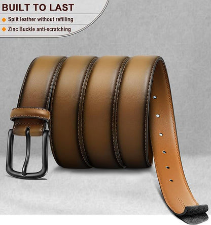 BULLIANT Men Belt-Leather Belt 7 Holes Comfortable for Men Dress Casual Jeans 1 3/8"