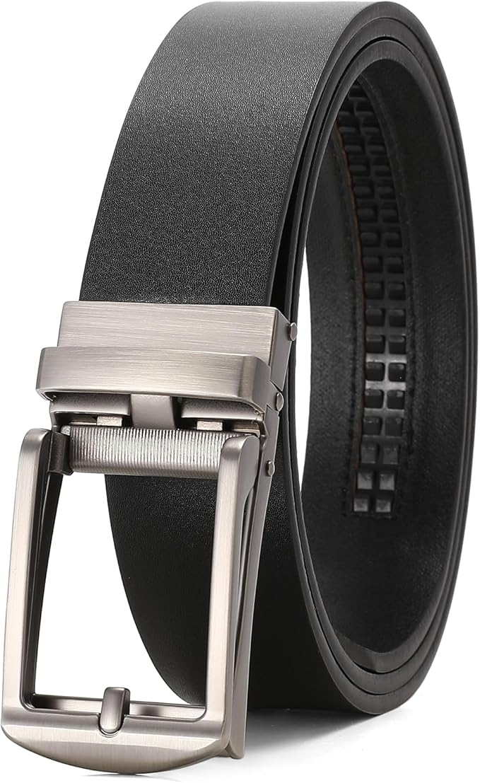 SENDEFN Men's Leather Dress Casual Belt 1 3/8" Automatic Adjustable Click Buckle Belts with Gift Box