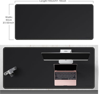 Mydours Large Desk Mat 51.2" x 23.6", PU Leather Surface for Smooth Mouse Control, Office Desk Blotter with Scratch-Resistant Design, Extended Gaming Surface Spacious Laptop Coverage (Black)