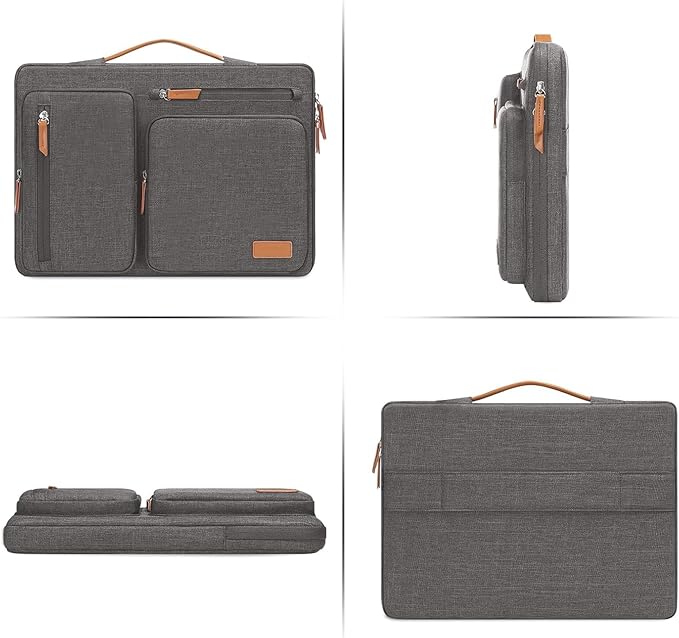 MOSISO 360 Protective Laptop Case 15 inch, 15 inch Laptop Sleeve Compatible with MacBook Air M5 M4 M3 M2 2026-2023, Dell XPS Plus, Side Open Carrying Case with 4 Zipper Pockets&Handle, Taupe Gray