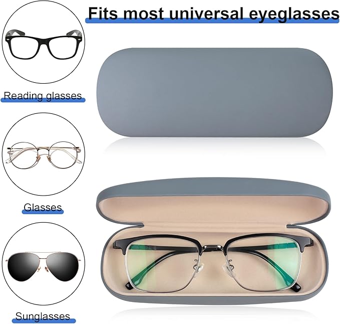 Joyberg Glasses Case, 2 Pack Eyeglass Case with Cleaning Cloth, Glasses Case Hard Shell Fits Most Glasses