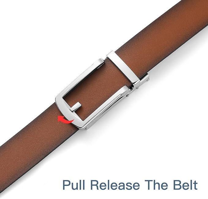 SENDEFN Men's Leather Dress Casual Belt 1 3/8" Automatic Adjustable Click Buckle Belts with Gift Box