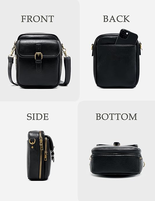 Crossbody Bag for Women Men, Vegan Leather Anti-Theft Messenger Shoulder Bag, Vintage Cross Body Purse with Card Slots