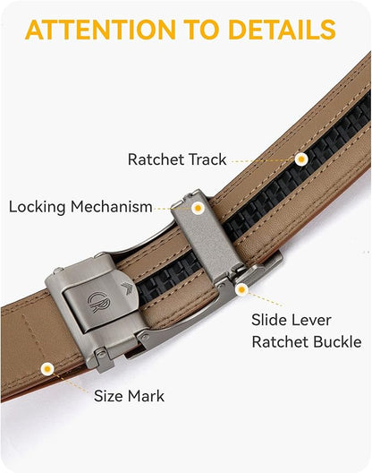 CHAOREN Mens Belt Leather Ratchet Belt - Customizable Fit, Effortless Style (35mm)