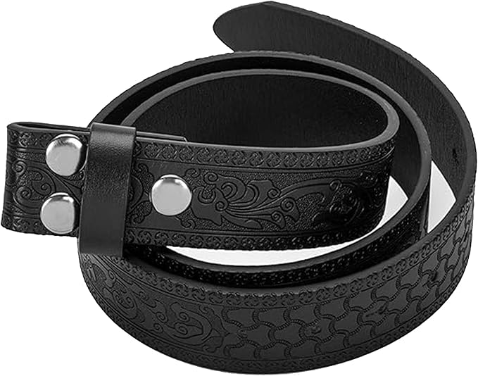 IZUS Vintage Western Belt Strap without Buckle Longhorn-Bull-Embossed Cowboy Belt for Women Men 1-1/2" Wide PU Leather Strap