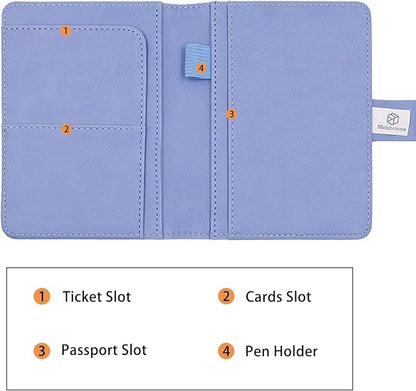 Melsbrinna Premium Leather Passport Holder Covers Case, Waterproof Rfid Blocking Travel Wallet Passport Holder with Pen Holder, Cute Passport Book for Women/Men
