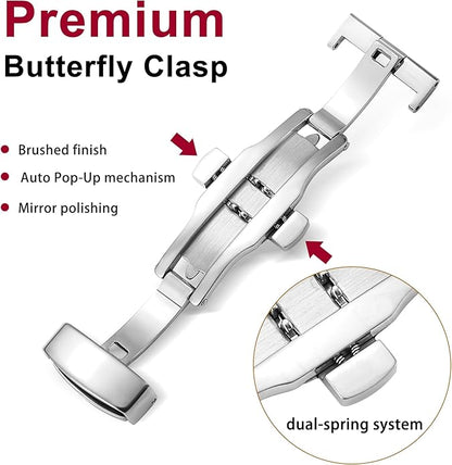 EACHE Croco Design Leather Watch Bands for Men Women,Quick Release Strap with Butterfly Deployment Buckle 18mm 19mm 20mm 21mm 22mm 23mm 24mm
