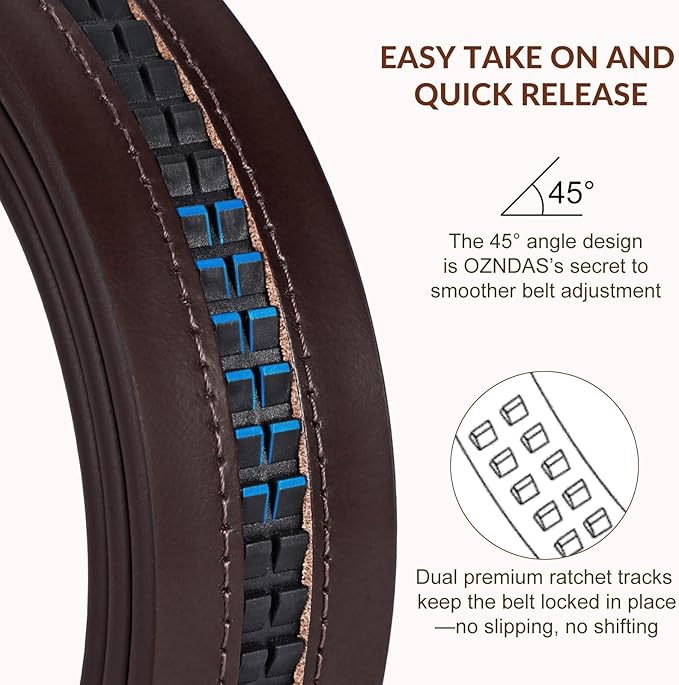 Mens Leather Belt, Ratchet Belts for Men Full Grain Leather Handmade, 100% Italian Top Genuine Leather Dress Belt