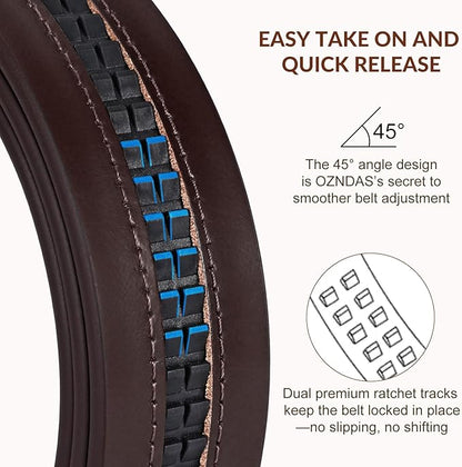 Mens Leather Belt, Ratchet Belts for Men Full Grain Leather Handmade, 100% Italian Top Genuine Leather Dress Belt