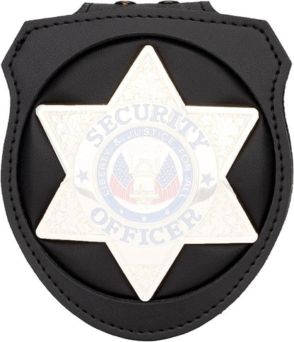 TYTX Police Badge Holder (Badge Not Included) 3.1" with Belt Clip Universal Round Neck Stainless Steel Chain and Concealed Photo Pocket