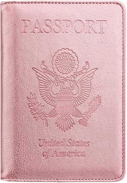 Ciana Passport Holder for Travel – PU Leather Passport Cover and Card Holder for Men & Women – Slim Passport Holder with Card Protector Slot, Travel Must Haves (Rose Gold)
