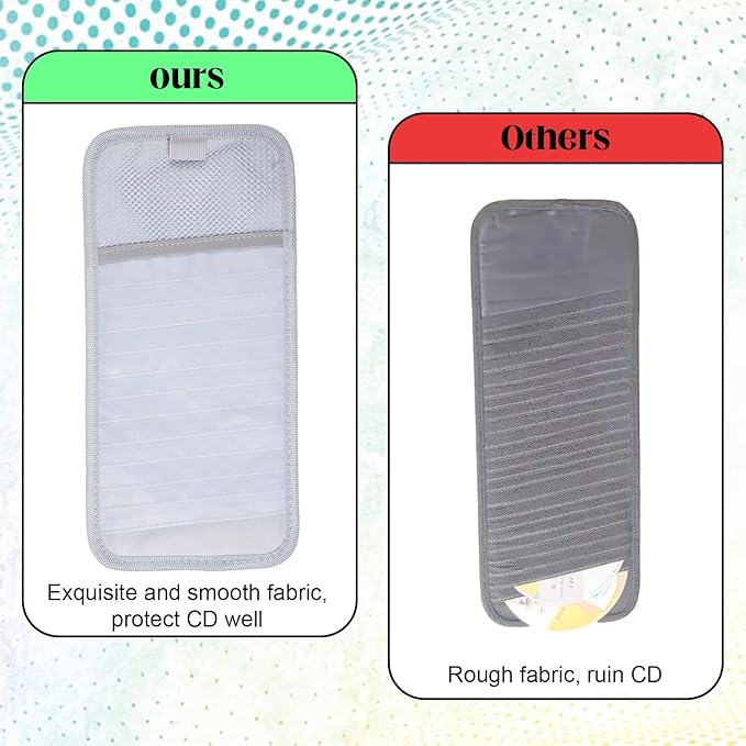 CD Case Holder for Car - DVD Vehicle Visor Storage Orangizer Sun Visor Organizer for CD Visor Case with 12 DVD Storage Sleeves 1 Mesh Pocket 1 Pen Holder(Grey)