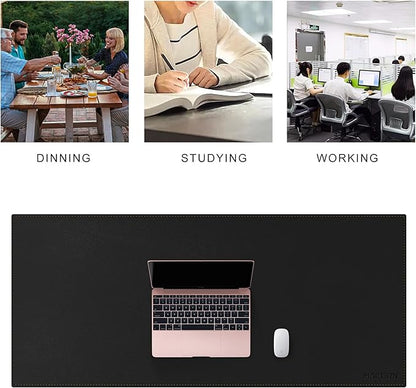 MAIDERN 43.3”x 19.6” Leather Desk Pad XXL, Large Desk Mat, Reversible Cork & Leather Large Mouse pad for Desk, Waterproof Computer Desk Pad for Gaming Home Office (Black) …