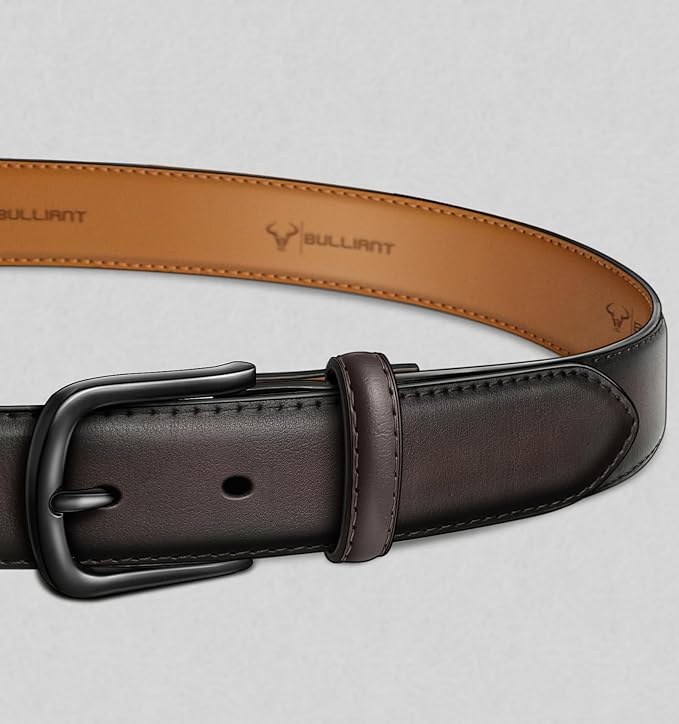 BULLIANT Men Belt-Leather Belt 7 Holes Comfortable for Men Dress Casual Jeans 1 3/8"