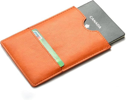 XEYOU Passport Holder Cover - Ultra Slim Premium Vegan Leather Travel Wallet Case Cover (Orange)