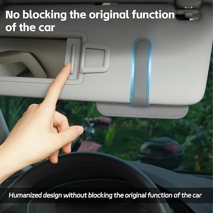 Car Sun Visor Organizer, Multi Pocket Small Vehicle Document Holder for Card Pen, Sunglasses Holder, Auto Interior Accessories Pocket Organizer for Car Truck SUV (Gray)