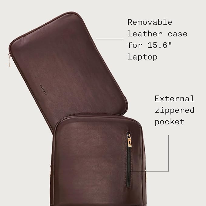 Nordweg Nomad Leather Laptop Backpack NW089A – Lightweight Daypack for Work & Travel – Fits Laptops up to 15.6” (Brown)