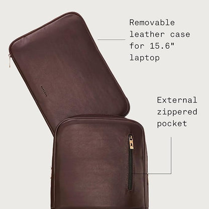 Nordweg Nomad Leather Laptop Backpack NW089A – Lightweight Daypack for Work & Travel – Fits Laptops up to 15.6” (Brown)