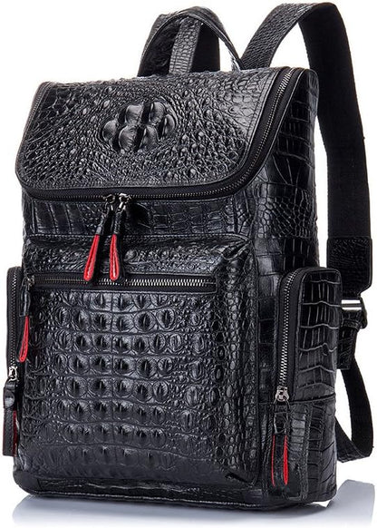boshiho Real Leather Laptop Backpack Fashion Travel Bag Daypack for Men, Crocodile Pattern (S)