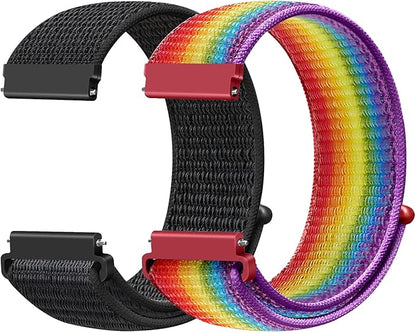 20mm Nylon Quick Release Band Compatible with Samsung Galaxy Watch 7 6 5 4 40mm 44mm/Garmin Vívoactive 6/5/3/3 Music/Forerunner 570 42mm/55/158/165/245/645/Amazift Active 2/Active/T-Rex 3 Pro 44mm