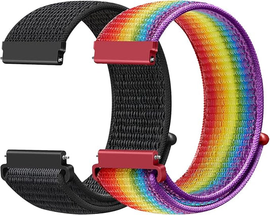 20mm Nylon Quick Release Band Compatible with Samsung Galaxy Watch 7 6 5 4 40mm 44mm/Garmin Vívoactive 6/5/3/3 Music/Forerunner 570 42mm/55/158/165/245/645/Amazift Active 2/Active/T-Rex 3 Pro 44mm