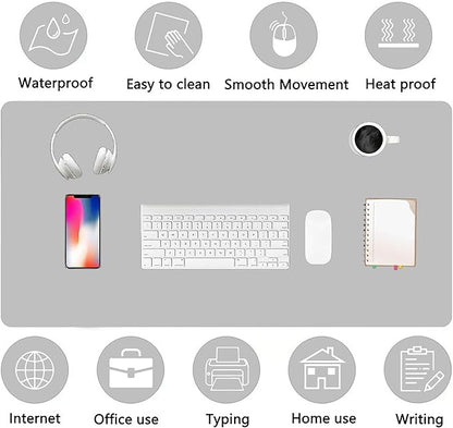 PU Leather Desk Pad Protector Gaming Mouse Pad Non Slip Desk Mat for Keyboard and Mouse Waterproof Desk Writing Pad for Office and Home Desk Accessories(Gray, 47.2 * 17.7)