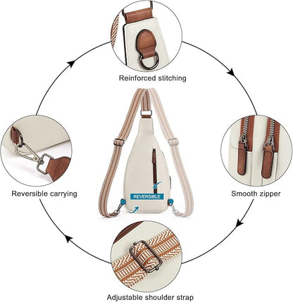CLUCI Crossbody Bags for Women Men,Leather Sling Bag Cross Body Backpack for Woman Gifts for Women Birthday Unique