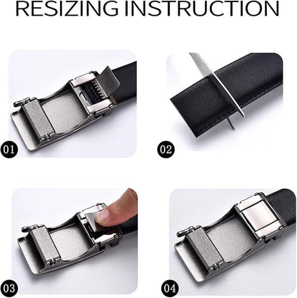 Dubulle Men's Ratchet Belt Gold/Black/Red/Green/Blue/White Automatic Buckle Business Casual Belt Gift - Adjustable Fit